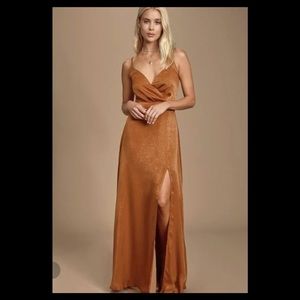 Lulus satin rust color dress